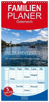 Familienplaner 2026 - Salzkammergut - Die schönsten Seen Oberösterreichs mit 5 Spalten (Wandkalender, 21 x 45 cm) CALVENDO