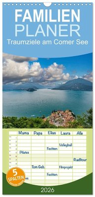 Familienplaner 2026 - Traumziele am Comer See mit 5 Spalten (Wandkalender, 21 x 45 cm) CALVENDO