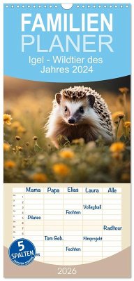 Cover Familienplaner 2026 - Igel - Wildtier des Jahres 2024 mit 5 Spalten (Wandkalender, 21 x 45 cm) CALVENDO
