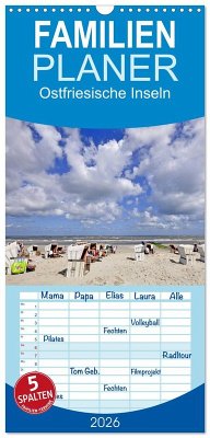 Familienplaner 2026 - Ostfriesische Inseln mit 5 Spalten (Wandkalender, 21 x 45 cm) CALVENDO