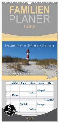 Familienplaner 2026 - Leuchttürme Schleswig-Holsteins mit 5 Spalten (Wandkalender, 21 x 45 cm) CALVENDO