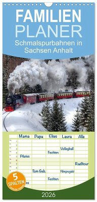 Cover Familienplaner 2026 - Schmalspurbahnen in Sachsen Anhalt mit 5 Spalten (Wandkalender, 21 x 45 cm) CALVENDO
