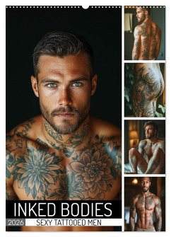 Cover Inked Bodies - Sexy Tattooed Men (Wall Calendar 2026 DIN A2 portrait), CALVENDO 12 Month Wall Calendar
