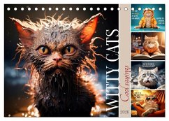 WITTY CATS Cool sayings (Desk Calendar 2026 DIN A5 landscape), CALVENDO 12 Month DeskCalendar