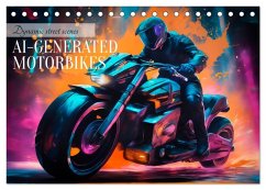 Cover DYNAMIC STREET SCENES AI-generated motorbikes (Desk Calendar 2026 DIN A5 landscape), CALVENDO 12 Month DeskCalendar