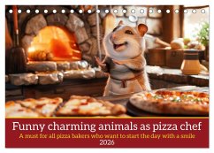 Funny charming animals as pizza chef (Desk Calendar 2026 DIN A5 landscape), CALVENDO 12 Month DeskCalendar