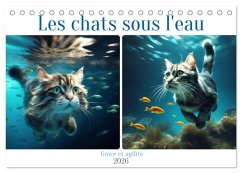 Les chats sous l'eau (Calendrier de bureau 2026 DIN A5 vertical), CALVENDO calendrier mensuel