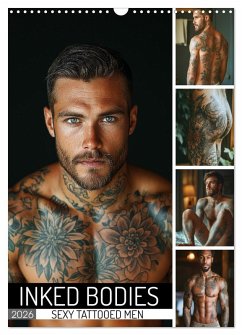 Cover Inked Bodies - Sexy Tattooed Men (Wall Calendar 2026 DIN A3 portrait), CALVENDO 12 Month Wall Calendar