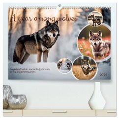 Cover A year among wolves (High Quality Premium Wall Calendar 2026 DIN A2 landscape),CALVENDO 12 Month Wall Calendar