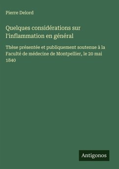 Cover Quelques considérations sur l'inflammation en général