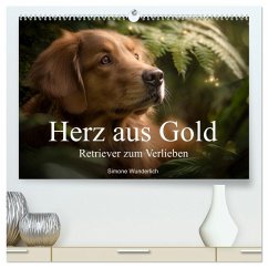 Cover Herz aus Gold - Retriever zum Verlieben (hochwertiger Premium Wandkalender 2026 DIN A2 quer), Kunstdruck in Hochglanz