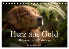 Cover Herz aus Gold - Retriever zum Verlieben (Tischkalender 2026 DIN A5 quer), CALVENDO Monatskalender