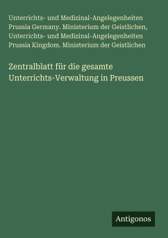 Cover Zentralblatt für die gesamte Unterrichts-Verwaltung in Preussen
