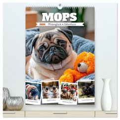 Cover MOPS Pfotenglück in Faltenform (hochwertiger Premium Wandkalender 2026 DIN A2 hoch), Kunstdruck in Hochglanz