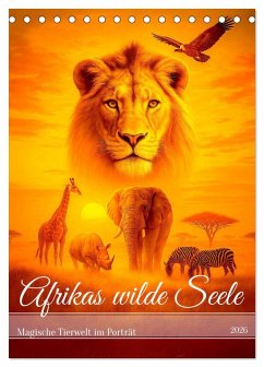 Cover Afrikas wilde Seele - Magische Tierwelt im Porträt (Tischkalender 2026 DIN A5 hoch), CALVENDO Monatskalender