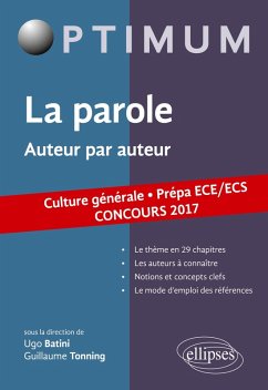 Cover La parole. Auteur par auteur. Culture générale. Prépas ECE/ECS. Concours 2017