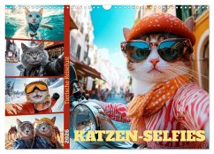 Cover KATZEN-SELFIES Tierische Reiselust (Wandkalender 2026 DIN A3 quer), CALVENDO Monatskalender