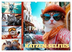 Cover KATZEN-SELFIES Tierische Reiselust (Wandkalender 2026 DIN A2 quer), CALVENDO Monatskalender