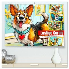 Lustige Corgis. Niedliche Cartoons von glücklichen Hunden (hochwertiger Premium Wandkalender 2026 DIN A2 quer), Kunstdruck in Hochglanz