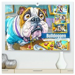 Bulldoggen. Lustige Cartoons von beliebten Charakterköpfen (hochwertiger Premium Wandkalender 2026 DIN A2 quer), Kunstdruck in Hochglanz