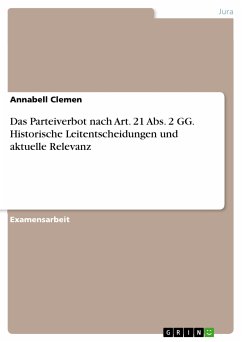Das Parteiverbot nach Art. 21 Abs. 2 GG. Historische Leitentscheidungen und aktuelle Relevanz (eBook, ePUB) Das Parteiverbot nach Art. 21 Abs. 2 GG. Historische Leitentscheidungen und aktuelle Relevanz (eBook, ePUB)