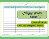 Nombre, planta, animal - juego de letras Nombre, planta, animal - juego de letras