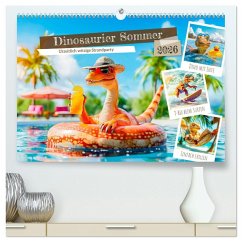 Cover Dinosaurier Sommer - Urzeitlich witzige Strandparty (hochwertiger Premium Wandkalender 2026 DIN A2 quer), Kunstdruck in Hochglanz