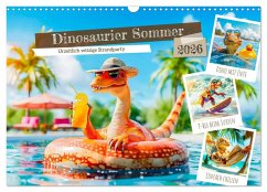Cover Dinosaurier Sommer - Urzeitlich witzige Strandparty (Wandkalender 2026 DIN A3 quer), CALVENDO Monatskalender