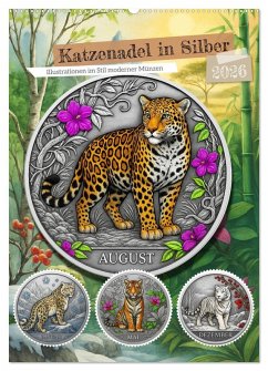 Katzenadel in Silber (Wandkalender 2026 DIN A2 hoch), CALVENDO Monatskalender Katzenadel in Silber (Wandkalender 2026 DIN A2 hoch), CALVENDO Monatskalender