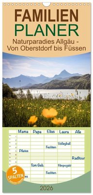 Cover Familienplaner 2026 - Naturparadies Allgäu - Von Oberstdorf bis Füssen mit 5 Spalten (Wandkalender, 21 x 45 cm) CALVENDO