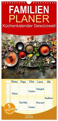 Familienplaner 2026 - Küchenkalender Gewürzwelt mit 5 Spalten (Wandkalender, 21 x 45 cm) CALVENDO