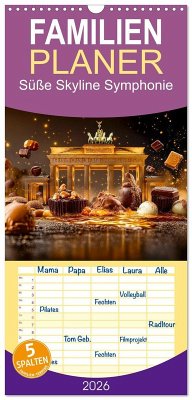 Familienplaner 2026 - Süße Skyline Symphonie mit 5 Spalten (Wandkalender, 21 x 45 cm) CALVENDO