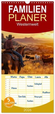 Familienplaner 2026 - Westernwelt mit 5 Spalten (Wandkalender, 21 x 45 cm) CALVENDO