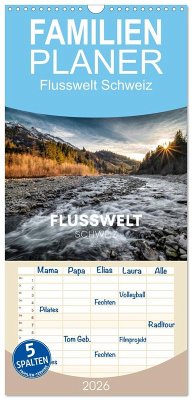 Cover Familienplaner 2026 - Flusswelt Schweiz mit 5 Spalten (Wandkalender, 21 x 45 cm) CALVENDO