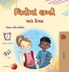 Cover Words in Pictures - My Day (Gujarati Children's Book)