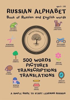 Cover Russian Alphabet. Book of Russian and English words.