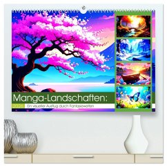 Cover Manga-Landschaften: Ein visueller Ausflug durch Fantasiewelten (hochwertiger Premium Wandkalender 2026 DIN A2 quer), Kunstdruck in Hochglanz