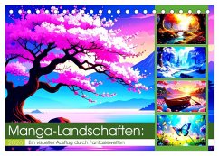 Cover Manga-Landschaften: Ein visueller Ausflug durch Fantasiewelten (Tischkalender 2026 DIN A5 quer), CALVENDO Monatskalender