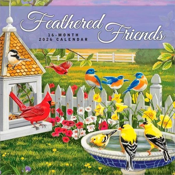 Feathered Friends 2026 12 X 24 Inch (Hanging) Monthly Square Wall Calendar Featuring the Artwork of William Vanderdasson Plastic-Free