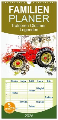 Cover Familienplaner 2026 - Traktoren Oldtimer Legenden mit 5 Spalten (Wandkalender, 21 x 45 cm) CALVENDO