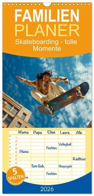 Cover Familienplaner 2026 - Skateboarding - tolle Momente mit 5 Spalten (Wandkalender, 21 x 45 cm) CALVENDO