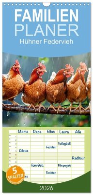 Cover Familienplaner 2026 - Hühner Federvieh mit 5 Spalten (Wandkalender, 21 x 45 cm) CALVENDO
