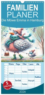 Cover Familienplaner 2026 - Die Möwe Emma in Hamburg mit 5 Spalten (Wandkalender, 21 x 45 cm) CALVENDO