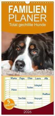Familienplaner 2026 - Total gechillte Hunde mit 5 Spalten (Wandkalender, 21 x 45 cm) CALVENDO