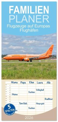 Cover Familienplaner 2026 - Flugzeuge auf Europas Flughäfen mit 5 Spalten (Wandkalender, 21 x 45 cm) CALVENDO