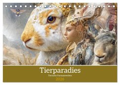 Tierparadies - Tierische Fantasiewelten (Tischkalender 2026 DIN A5 quer), CALVENDO Monatskalender