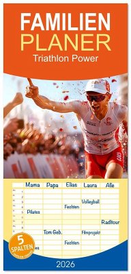 Familienplaner 2026 - Triathlon Power mit 5 Spalten (Wandkalender, 21 x 45 cm) CALVENDO