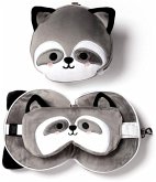 Relaxeazzz Plüsch Waschbär Reisekissen & Schlafmaske