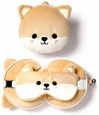 Relaxeazzz Plüsch Shiba Inu Hund Reisekissen & Schlafmaske