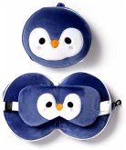 Relaxeazzz Plüsch Pinguin Reisekissen & Schlafmaske